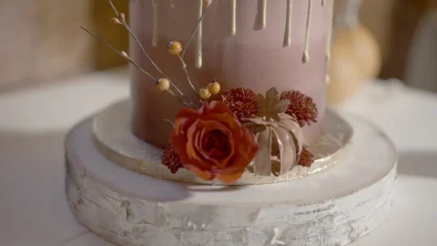 Wedding Cake with Red Roses Stock Footage 254366304