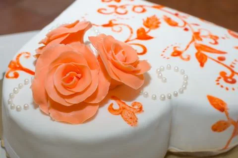 Wedding Cake with Roses Stock Photos