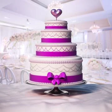 Wedding cake standing on the table. 3D illustration Stock Illustration