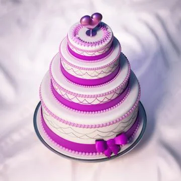Wedding cake standing on the table. 3D illustration Stock Illustration