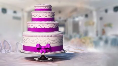 Wedding cake standing on the table. 3D illustration Stock Illustration