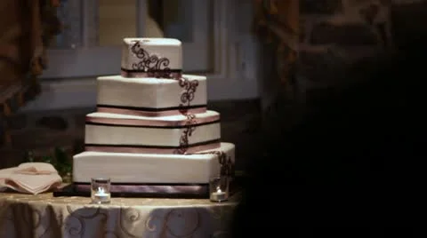 Wedding Cake On Table Stock-Footage 12590867