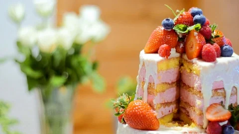 Wedding cake on the table. Stock Footage 118541400