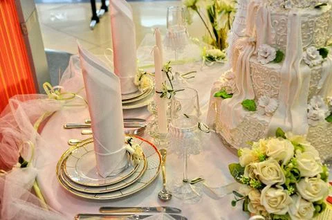 Wedding cake on the table Stock Photos