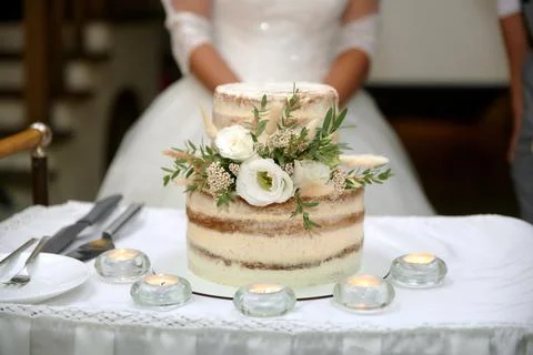 Wedding cake on the table Stock Photos