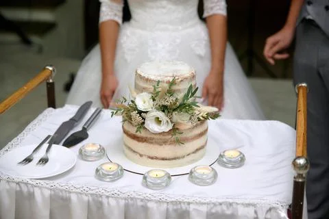 Wedding cake on the table Stock Photos