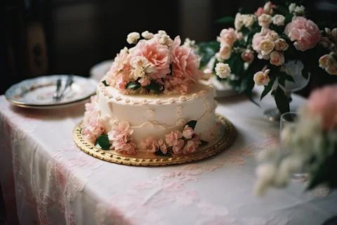 Wedding cake on a table Stock Photos