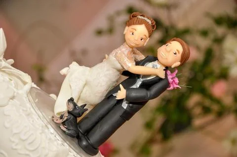 Wedding cake topper figures Stock Photos
