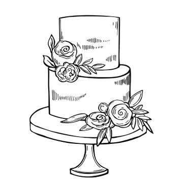 Wedding cake.  Vector illustration. Stock Illustration