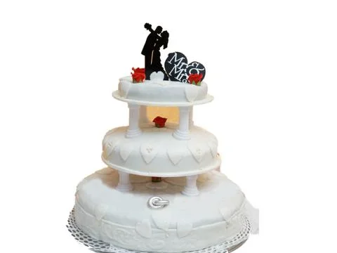 A wedding cake with a white background Stock Photos