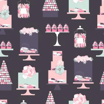 Wedding cakes with brush strokes.  Vector pattern Illustrazione stock