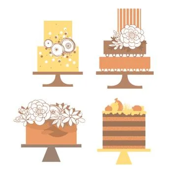 Wedding cakes.  Vector illustration. Stock Illustration