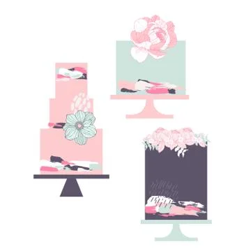 Wedding cakes.  Vector illustration. Stock Illustration