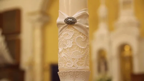 Wedding candle from ceremony close up 스톡 동영상 92018702