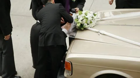 Wedding Car Decorating Stock Footage 11084312