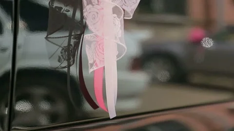 Wedding car decorations Stock Footage 40472292