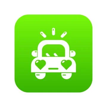 Wedding car icon green vector Stockillustratie