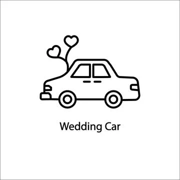 Wedding Car Vector Outline Icon Design illustration. Love Symbol on White b.. Stock Illustration