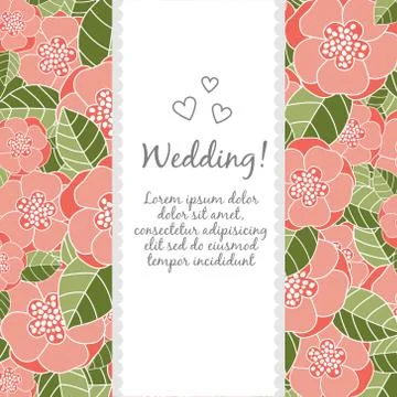 Wedding card with floral elements Stock Illustration