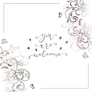 Wedding Card with Floral Pattern Stock Illustration