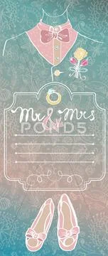 Wedding card with glamorous doodles Stock Illustration