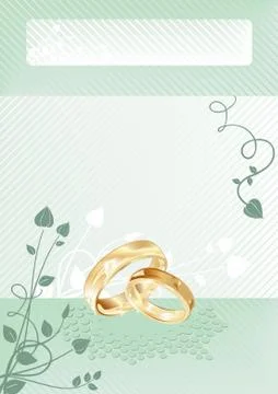Wedding card with gold rings, vector illustration Stock Illustration