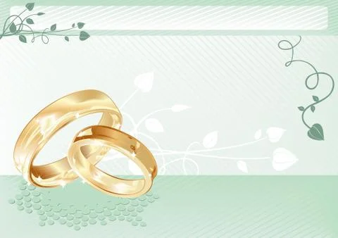 Wedding card with gold rings, vector illustration Stock Illustration