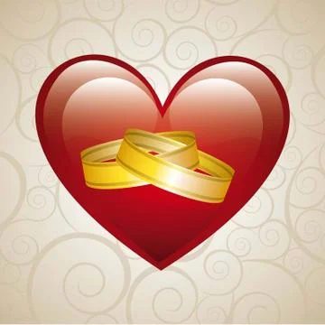 Wedding card over beige background. vector illustration Ilustração Stock