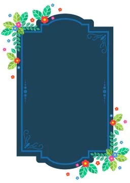 Wedding card template with decorative frame and flowers Illustrazione stock