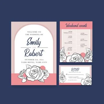 Wedding card template design for invitation and marriage vector illustration. Stock Illustration