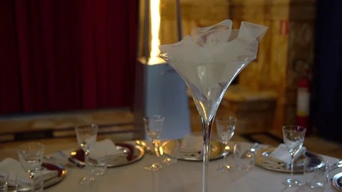 Wedding catering preparation, beautiful table set for a wedding cateri.. Stock-Footage 74388512