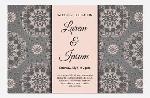 Wedding celebration with flowers ornament, vector illustration Stock Illustration