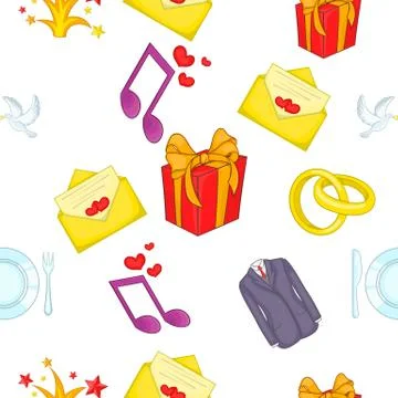 Wedding celebration pattern, cartoon style 스톡 일러스트