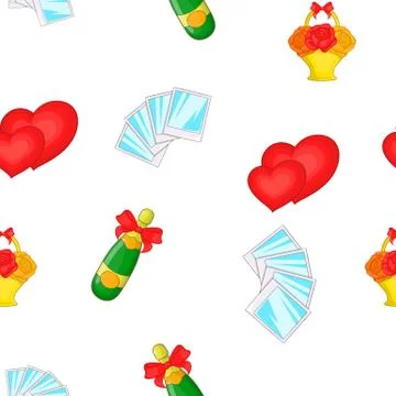 Wedding celebration pattern, cartoon style Illustrazione stock