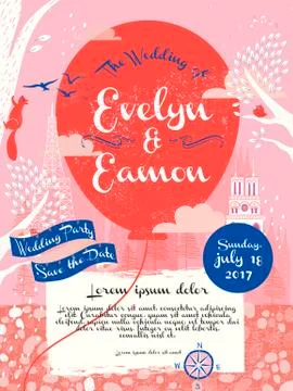 Wedding celebration poster Stock Illustration