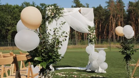 Wedding Ceremony Arch Decoration Stock Footage 84806855