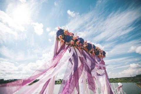 Wedding ceremony arch 스톡 사진
