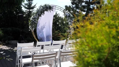 Wedding ceremony on the background of the forest, wedding decor, Stock Footage 316791845