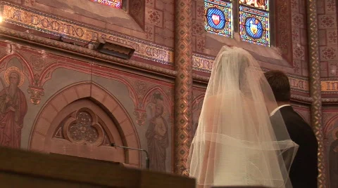 Wedding ceremony in church Stock Footage