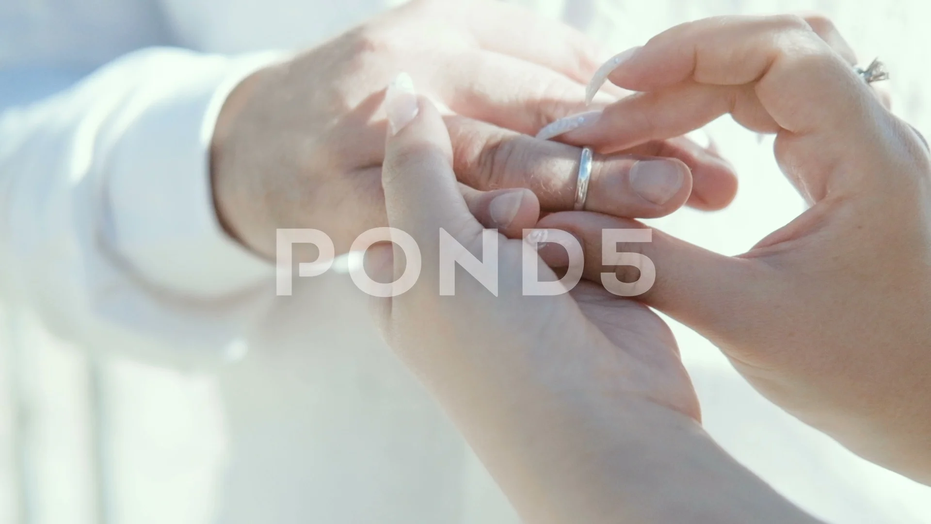 A man wears an engagement ring to propose at a shopping mall which  expresses his love happily. The concept for Valentine's Day, Marriage,  Engagement, Couple, Married couple. Closeup, blurry background 32400193  Stock