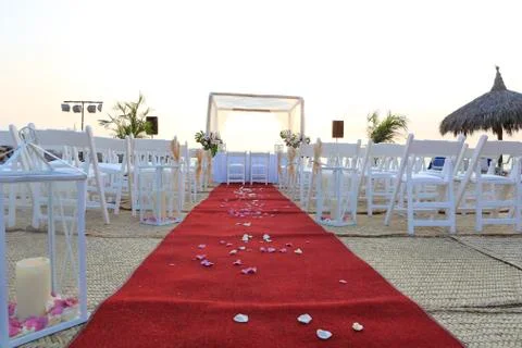 Wedding ceremony decor on the beach Stock Photos
