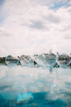 Wedding ceremony decoration in pool Stock Photos