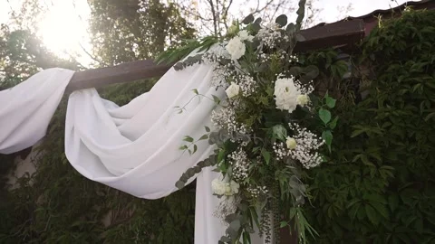 Wedding ceremony decorations made of white flowers Stock Footage 314022534