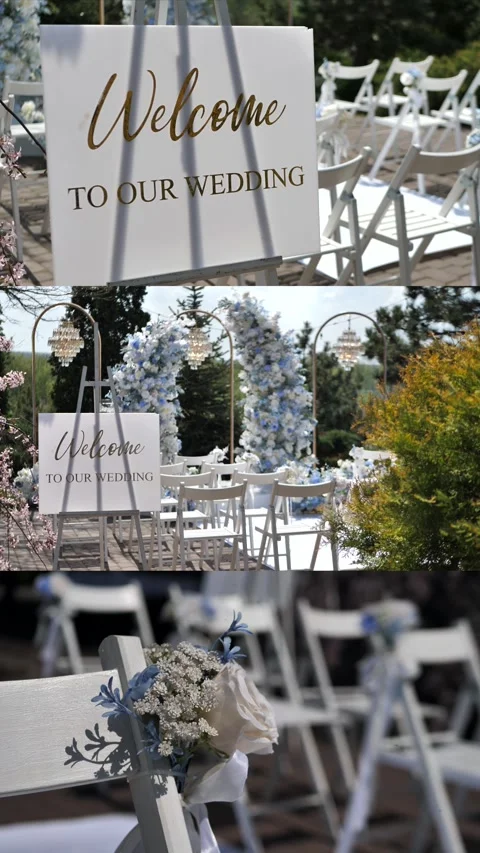 Wedding ceremony. Luxurious event. wedding arch. collage, multiscreen Vídeos de archivo 316844166