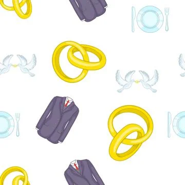 Wedding ceremony pattern, cartoon style Illustrazione stock