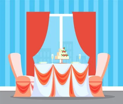 Wedding Ceremony Reception in Restaurant Interior Stock Illustration
