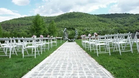 Wedding ceremony setup 스톡 동영상 204942509