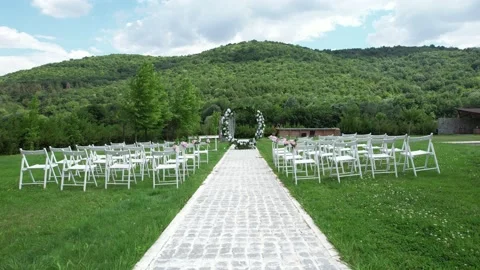 Wedding ceremony setup Stock Footage 204943205