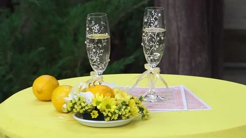 Wedding ceremony table. Stock Footage 138385464