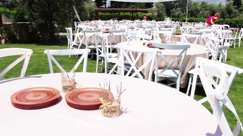 Wedding ceremony table organize Stock Footage 92827861